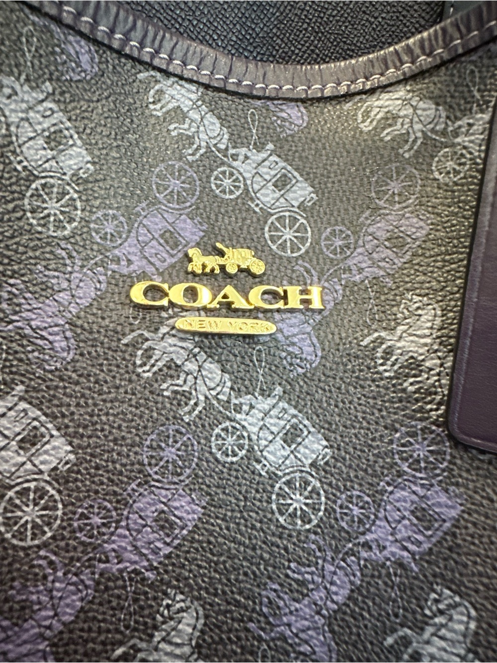 Coach #006 Purple Reversible Signature Horse & Carriage Tote - Picture 9 of 13